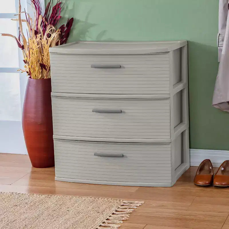 Cassettiera alta a 3 cassetti, grigio scuro, cassetti in plastica portatili, nessun assemblaggio richiesto