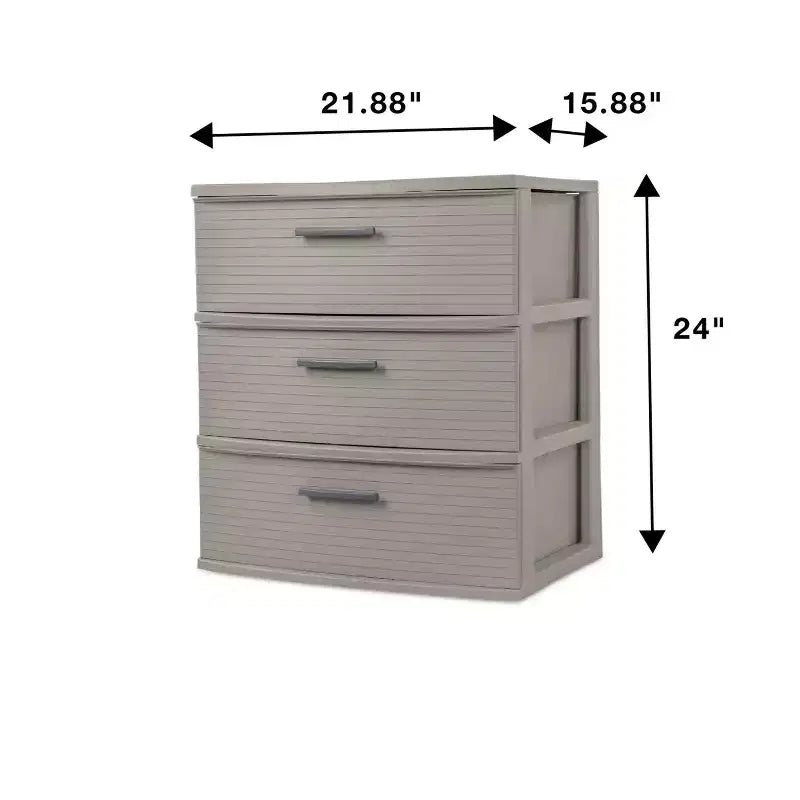 Cassettiera alta a 3 cassetti, grigio scuro, cassetti in plastica portatili, nessun assemblaggio richiesto