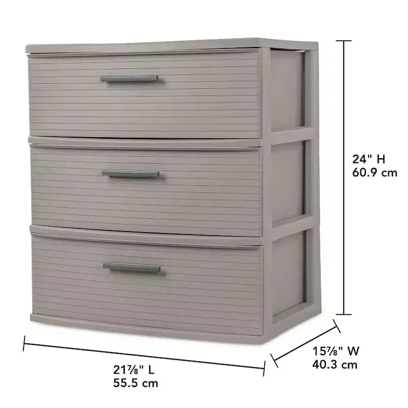 Cassettiera alta a 3 cassetti, grigio scuro, cassetti in plastica portatili, nessun assemblaggio richiesto