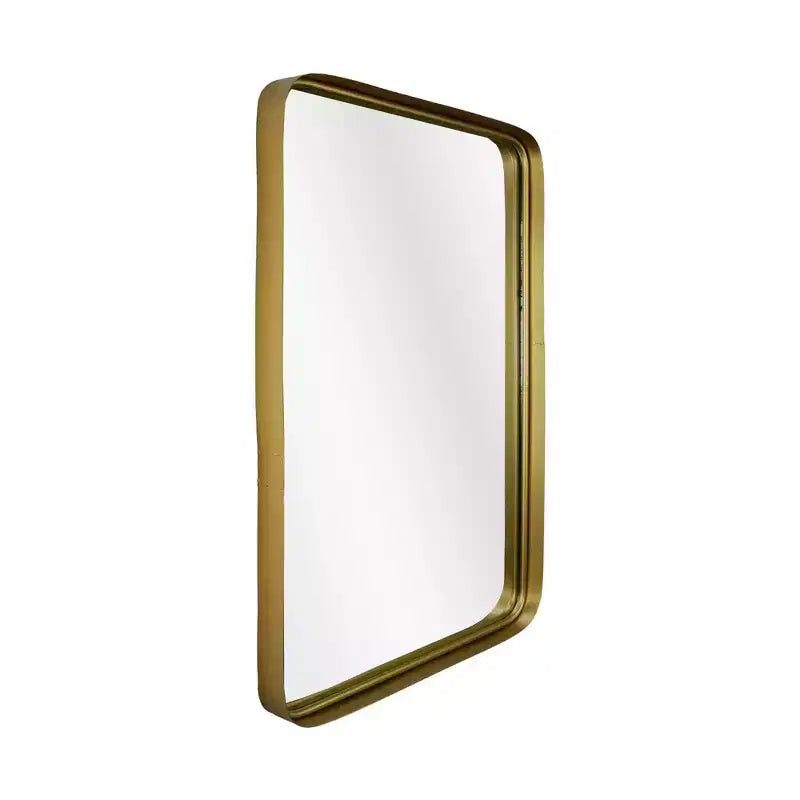 Specchio da parete rettangolare con cornice in metallo dorato sottile con bordo rialzato, 57,7 x 87,6 cm, stile moderno
