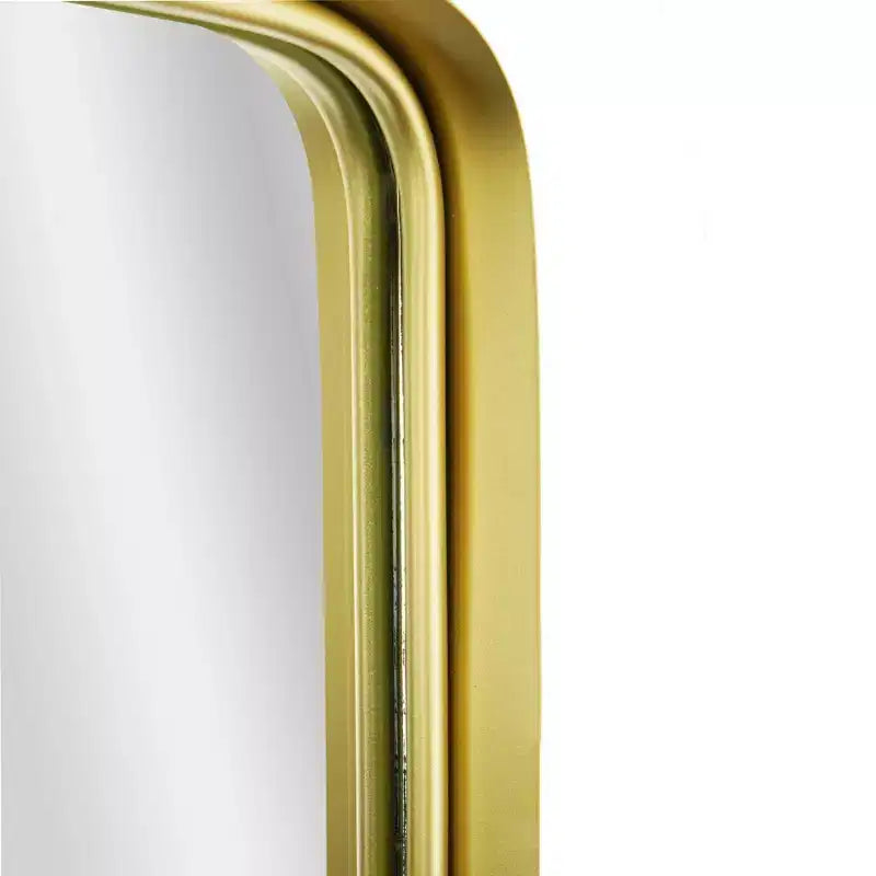 Specchio da parete rettangolare con cornice in metallo dorato sottile con bordo rialzato, 57,7 x 87,6 cm, stile moderno