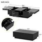 Tavolino da salotto con piano scorrevole, lucido, 39,3x21,6, nero