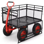 Carriola da giardino in acciaio da 880 libbre/1400 libbre, carrello multiuso da giardino resistente, carrello multiuso in metallo, ruote da 10 pollici perfette per giardino, fattoria, cortile