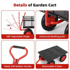 Carriola da giardino in acciaio da 880 libbre/1400 libbre, carrello multiuso da giardino resistente, carrello multiuso in metallo, ruote da 10 pollici perfette per giardino, fattoria, cortile