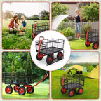 Carriola da giardino in acciaio da 880 libbre/1400 libbre, carrello multiuso da giardino resistente, carrello multiuso in metallo, ruote da 10 pollici perfette per giardino, fattoria, cortile