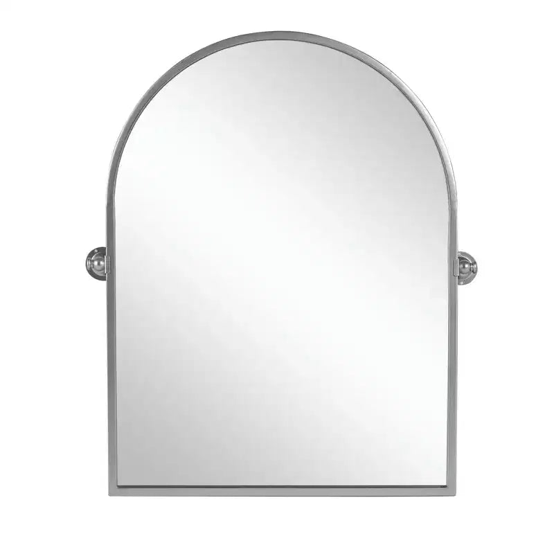 Specchio da Appendere con Cornice ad Arco in Ferro ad Angolo Retto, Hardware Argentato 91x61x4 cm
