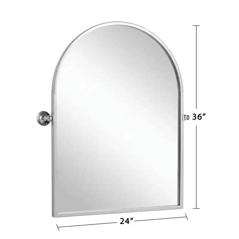 Specchio da Appendere con Cornice ad Arco in Ferro ad Angolo Retto, Hardware Argentato 91x61x4 cm