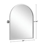 Specchio da Appendere con Cornice ad Arco in Ferro ad Angolo Retto, Hardware Argentato 91x61x4 cm