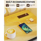 55 Mobile Bar da Caffè in Stile Rustico con Presa di Corrente e Luci LED - Porta Scorrevole a Fienile, Porta Bottiglie, Stazione di Ricarica USB | Nero/Marrone/Bianco