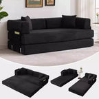 Divano Letto Convertibile 78,8'' con Cuscini, Divano da Terra 5-in-1 in Velluto a Coste, Divano Letto Pieghevole con Struttura Fissa, Nessun Montaggio
