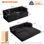 Divano Letto Convertibile 78,8'' con Cuscini, Divano da Terra 5-in-1 in Velluto a Coste, Divano Letto Pieghevole con Struttura Fissa, Nessun Montaggio