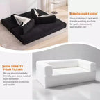 Divano Letto Convertibile 78,8'' con Cuscini, Divano da Terra 5-in-1 in Velluto a Coste, Divano Letto Pieghevole con Struttura Fissa, Nessun Montaggio