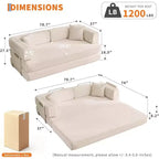 Divano Letto Convertibile 78,8'' con Cuscini, Divano da Terra 5-in-1 in Velluto a Coste, Divano Letto Pieghevole con Struttura Fissa, Nessun Montaggio