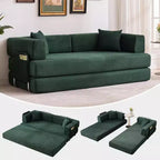 Divano Letto Convertibile 78,8'' con Cuscini, Divano da Terra 5-in-1 in Velluto a Coste, Divano Letto Pieghevole con Struttura Fissa, Nessun Montaggio