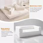 Divano Letto Convertibile 78,8'' con Cuscini, Divano da Terra 5-in-1 in Velluto a Coste, Divano Letto Pieghevole con Struttura Fissa, Nessun Montaggio