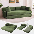 Divano Letto Convertibile 78,8'' con Cuscini, Divano da Terra 5-in-1 in Velluto a Coste, Divano Letto Pieghevole con Struttura Fissa, Nessun Montaggio
