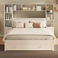 GDFStudio Rose Full Size Pine Wood Platform Bed with Nightstands and Bookcase Cabinet