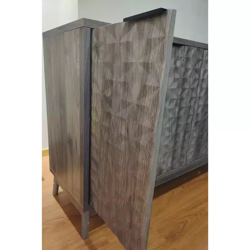 Madia moderna con 4 ante dal design geometrico, contenitore per soggiorno, ufficio e cucina