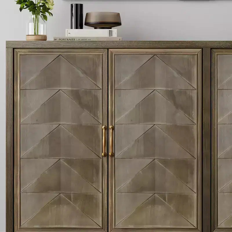 Madia moderna con 4 ante dal design geometrico, contenitore per soggiorno, ufficio e cucina
