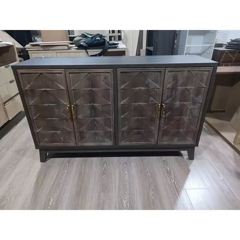 Madia moderna con 4 ante dal design geometrico, contenitore per soggiorno, ufficio e cucina