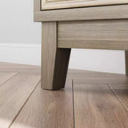 Madia moderna con 4 ante dal design geometrico, contenitore per soggiorno, ufficio e cucina