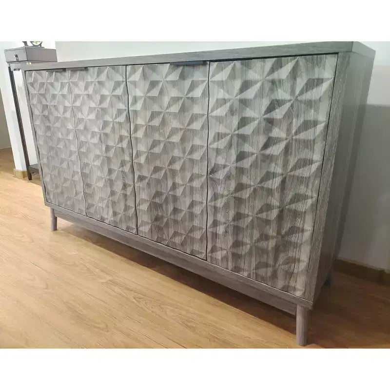 Madia moderna con 4 ante dal design geometrico, contenitore per soggiorno, ufficio e cucina