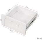 Mobile contenitore moderno alto 180 cm con 2 cassetti e ante in vetro, 6 ripiani