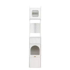 Mobile contenitore moderno alto 180 cm con 2 cassetti e ante in vetro, 6 ripiani