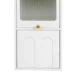 Mobile contenitore moderno alto 180 cm con 2 cassetti e ante in vetro, 6 ripiani