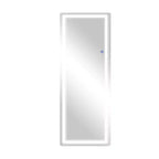 Specchio intero rettangolare senza cornice con angoli arrotondati e supporto in alluminio, bianco, per soggiorno e camera da letto