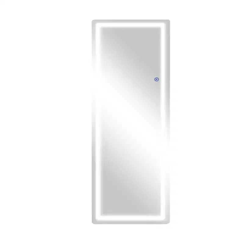 Specchio intero rettangolare senza cornice con angoli arrotondati e supporto in alluminio, bianco, per soggiorno e camera da letto