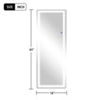 Specchio intero rettangolare senza cornice con angoli arrotondati e supporto in alluminio, bianco, per soggiorno e camera da letto