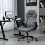 Sedia da ufficio ergonomica con schienale alto, ruote, braccioli ribaltabili e altezza regolabile, grigia