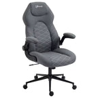 Sedia da ufficio ergonomica con schienale alto, ruote, braccioli ribaltabili e altezza regolabile, grigia
