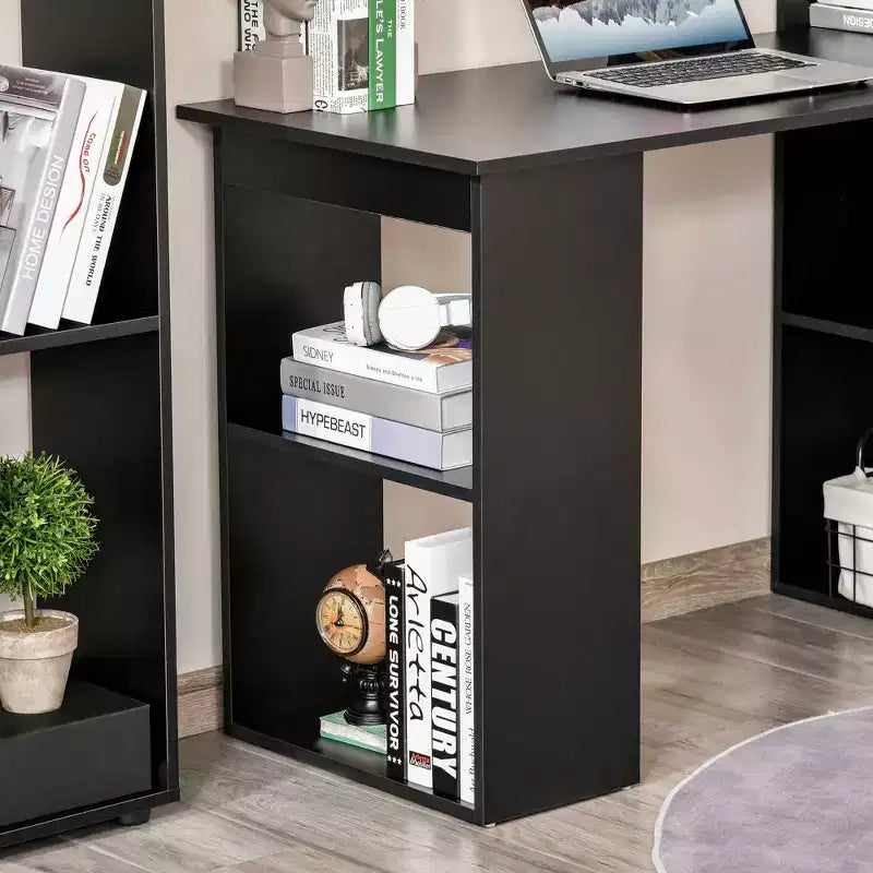Scrivania Compatta per Ufficio Domestico da 47 Pollici con Scaffali a 6 Livelli, Tavolo da Scrittura Moderno