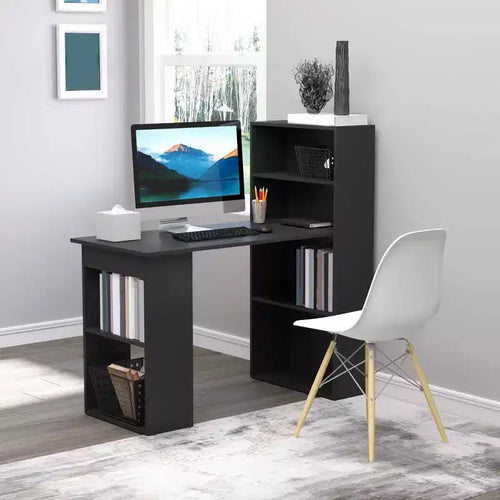 GDFStudio Paskal 47 Home Office Desk with 6-Tier Storage Shelves