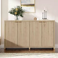 Modern Fluted Buffet Cabinet With Storage, 4 Soft-close Doors, Adjustable Shelves, Thick Top, Cable Management, 15.6 Deep Sideboard For Kitchen