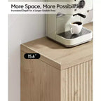 Madia Moderna Scanalata con Contenitore, 4 Ante Ammortizzate, Ripiani Regolabili, Piano Spesso, Gestione Cavi, Credenza Profonda 15,6 per Cucina