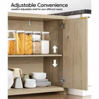 Madia Moderna Scanalata con Contenitore, 4 Ante Ammortizzate, Ripiani Regolabili, Piano Spesso, Gestione Cavi, Credenza Profonda 15,6 per Cucina