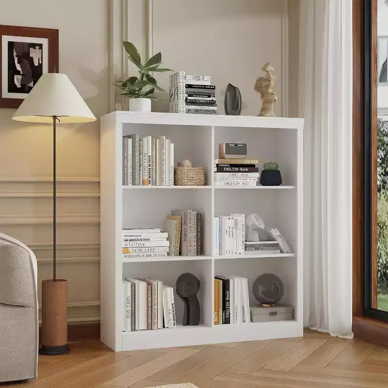 Organizzatore da Libreria a 6 Cubi, Libreria Alta 135 cm, Organizzatore Moderno Autoportante per Soggiorno, Camera da Letto, Ufficio