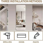 Okak 65*24/60*15/56*15in Specchio a figura intera antideflagrante con angoli arrotondati, specchio da parete moderno da 5mm, specchio per guardaroba, soggiorno