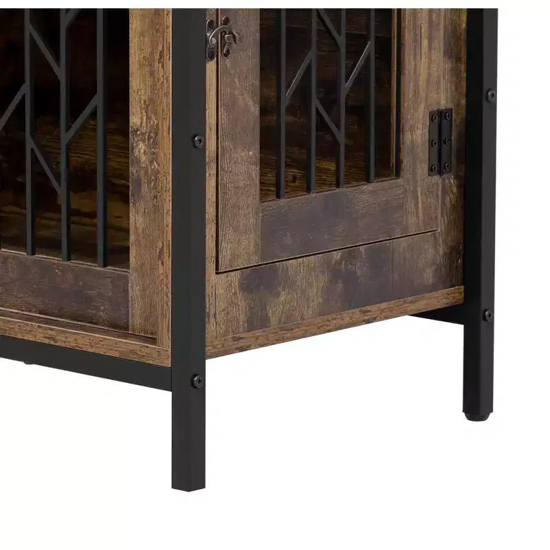 Mobile contenitore da cucina 2-in-1 con cuccia integrata per cani di piccola taglia fino a 18 kg, Marrone rustico
