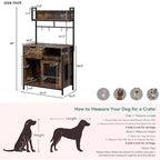 Mobile contenitore da cucina 2-in-1 con cuccia integrata per cani di piccola taglia fino a 18 kg, Marrone rustico