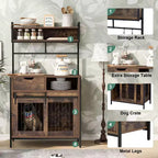 Mobile contenitore da cucina 2-in-1 con cuccia integrata per cani di piccola taglia fino a 18 kg, Marrone rustico