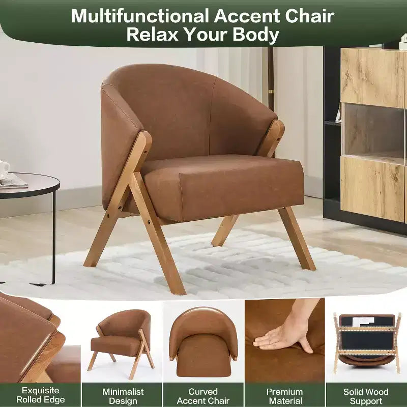 Poltrona in stile moderno, materiale PU, comoda sedia da lettura imbottita, poltrona senza braccioli, adatta per soggiorno e camera da letto
