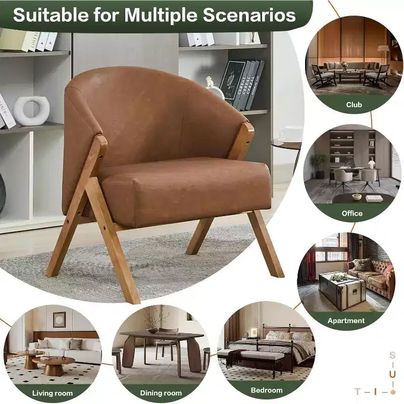 Poltrona in stile moderno, materiale PU, comoda sedia da lettura imbottita, poltrona senza braccioli, adatta per soggiorno e camera da letto