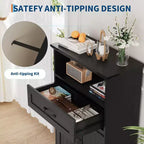 Mobiletto rustico contenitore, organizer da bagno autoportante con ante e cassetto