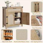 Mobile buffet piccolo in rattan da 29,9'' con contenitore, mobiletto da bar/caffè da cucina con ante e cassetto, credenza con ripiani regolabili e maniglia