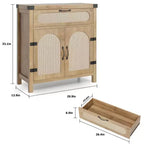 Mobile buffet piccolo in rattan da 29,9'' con contenitore, mobiletto da bar/caffè da cucina con ante e cassetto, credenza con ripiani regolabili e maniglia