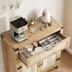 Mobile buffet piccolo in rattan da 29,9'' con contenitore, mobiletto da bar/caffè da cucina con ante e cassetto, credenza con ripiani regolabili e maniglia